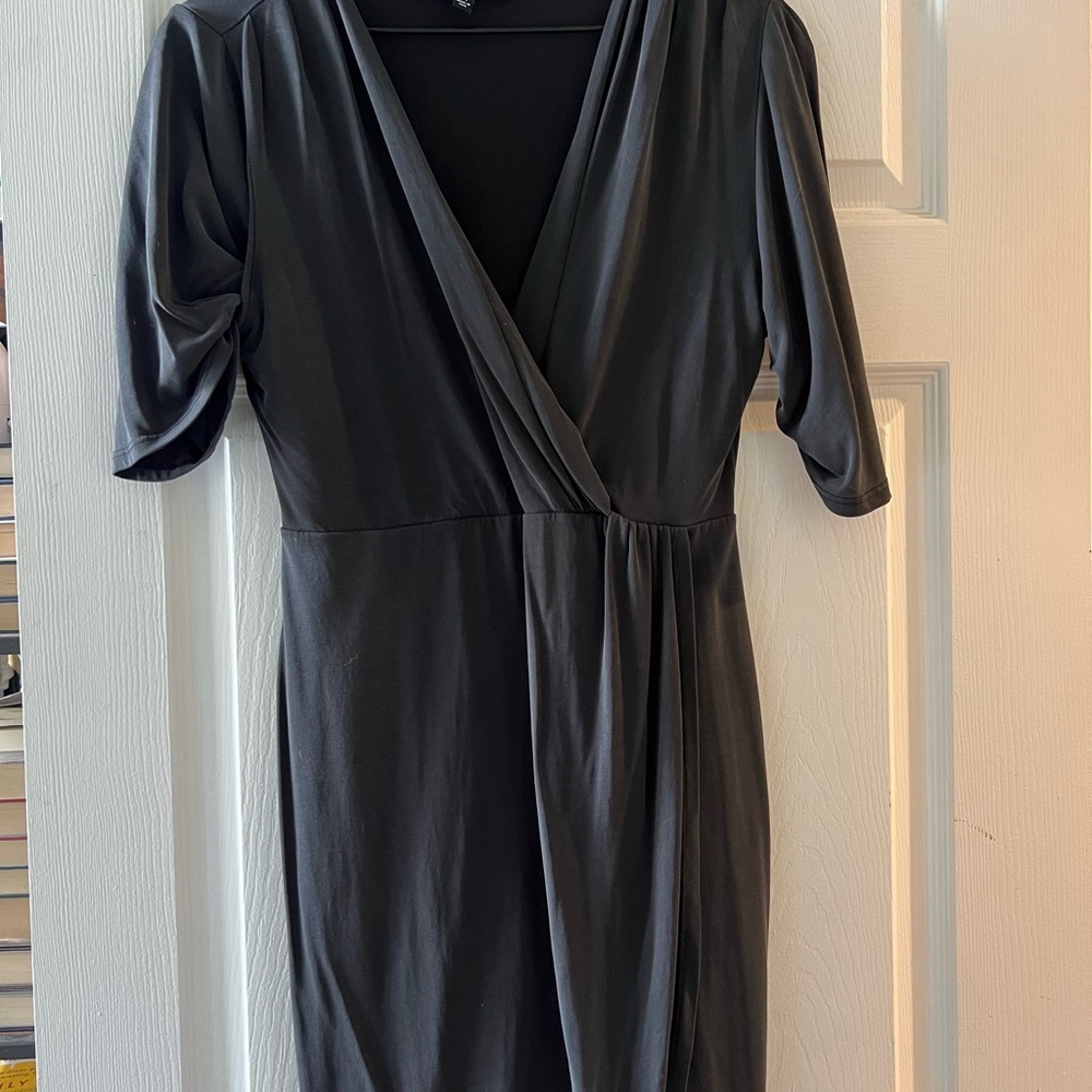 Lulu's Dulcet Washed Black Surplice Midi Dress - Picture 3 of 5